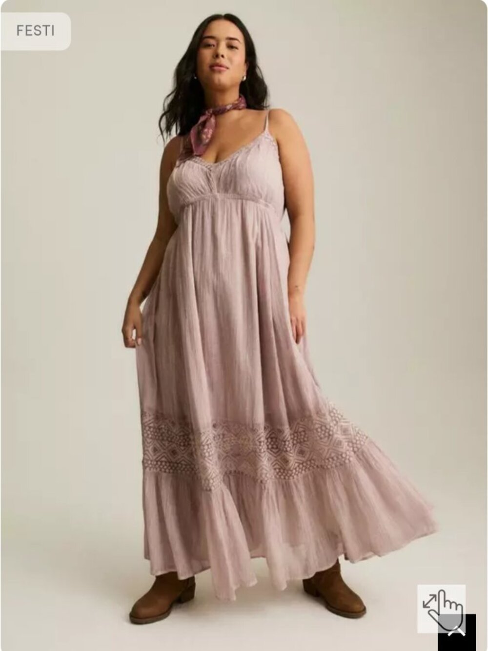 NWT. Torrid FESTI Tie-Back Maxi Pink Rose Dress. Brand new with tags! - Picture 2 of 3